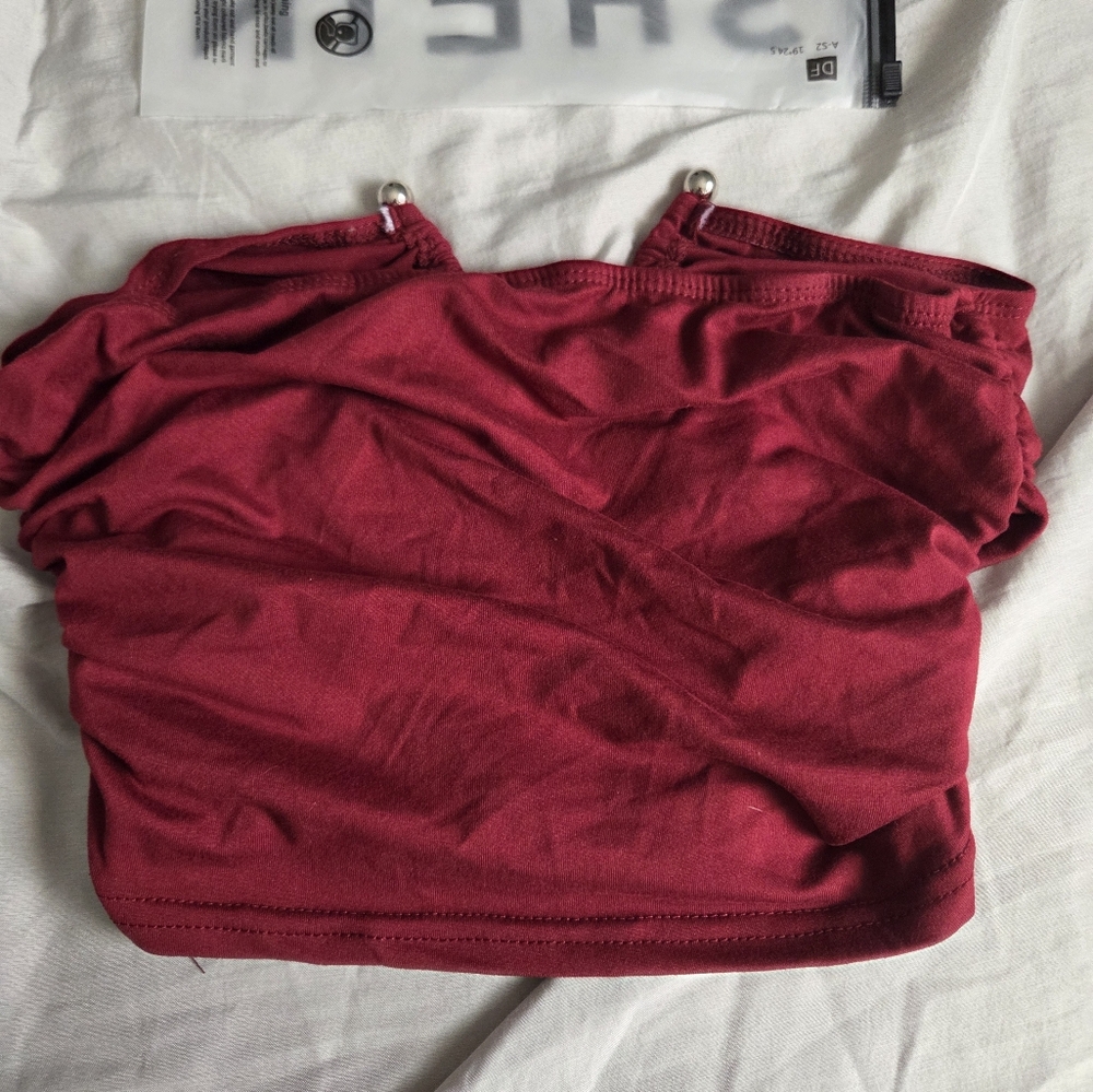 Red Ruched Top, S - Picture 2 of 4